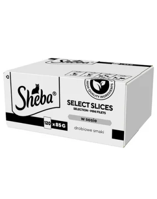 SHEBA Selection Select Slices 120x85 g Hrana umeda pisici, carne in sos, cu rata, pui, pasare si curcan
