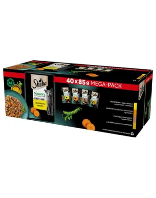 SHEBA Nature’s Collection Plicuri hrana umeda pisici 40x85 g cu pui, curcan, rata, pasare de curte in aspic
