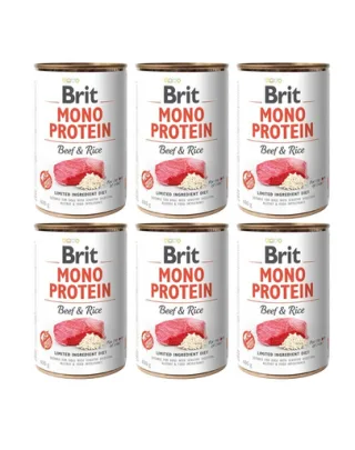 BRIT Mono Protein Beef &amp; Rice 6x400 g vita si orez, hrana caini monoproteina