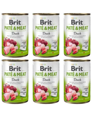 BRIT Pate&amp;Meat Duck 6x400 g hrană câini, pateu cu rață