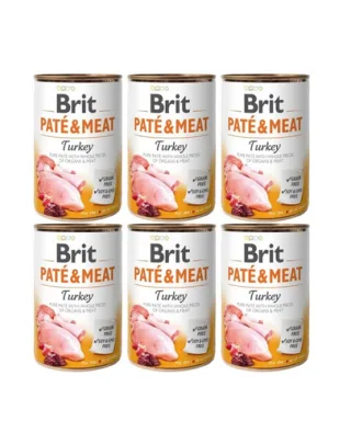 BRIT Pate&amp;Meat turkey 6x400 g pate curcan, hrana caine