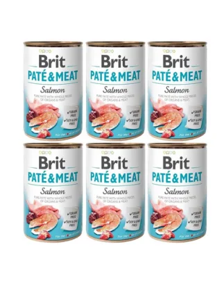 BRIT Pate&amp;Meat salmon 6x400 g pate cu somon pentru caini