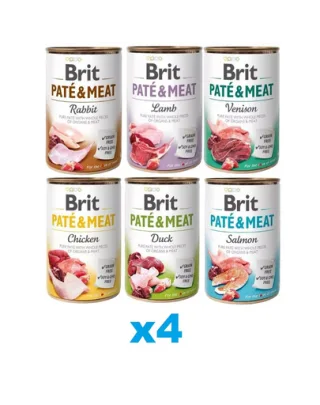 BRIT Pate&amp;Meat Mix arome 24x400 g hrana pate pentru caini
