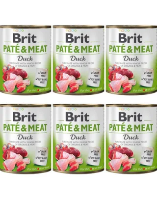 BRIT Pate&amp;Meat Duck 6x800 g hrană câini, pateu cu rață