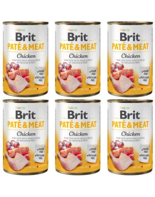 BRIT Pate&amp;Meat Chicken 6x400 g pate cu pui, hrana caine