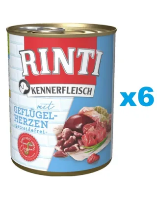 RINTI Kennerfleisch Poultry hearts 6x400 g hrana umeda caini, inimi de pasare