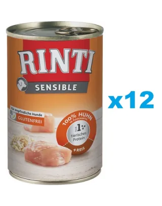 RINTI Sensible conserve cu pui si orez, pentru caini 12x400 g