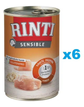 RINTI Sensible pui si orez 6x400 g hrana caini cu sensibilitati