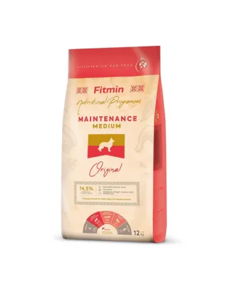 FITMIN Dog Medium Maintenance 12 kg caini adulti talie medie cu activitate moderata/digestie sensibila