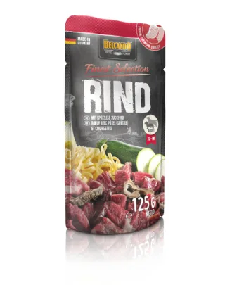 BELCANDO Finest Selection hrana umeda pentru caini, cu vita, taitei de casa si dovlecei, 125 g