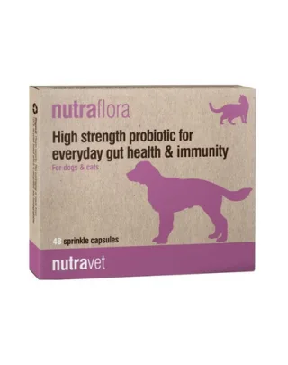 NUTRAVET Nutraflora 48 Capsule probiotice caini si pisici, sustinere intestinala si imunitara