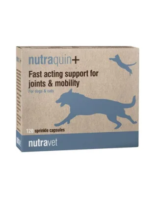 NUTRAVET Nutraquin+ 120 capsule caini si pisici, suport actiune rapida articulatii si mobilitate