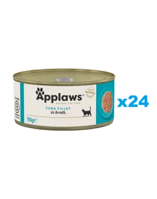 APPLAWS Cat Adult Tuna Fillet in Broth mancare pisici 24x156 g file ton in supa