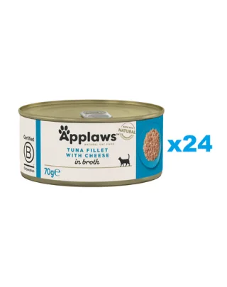 APPLAWS Cat Adult Tuna with Cheese in Broth ton si branza 24x70 g hrana umeda pisica