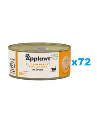 APPLAWS Cat Adult Chicken Breast with Cheese in Broth 72x70 g conserve hrana pisica, piept de pui si branza