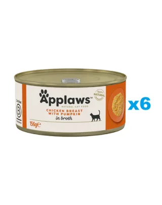 APPLAWS Cat Adult Chicken Breast with Pumpkin in Broth 6x156 g piept pui si dovleac, hrana in sos pentru pisica