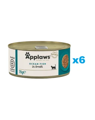 APPLAWS Cat Adult Ocean Fish in Broth conserve 6x70 g peste oceanic in sos