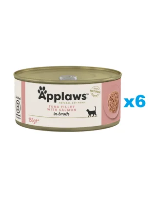 APPLAWS Cat Adult Tuna with Salmon in Broth Mancare umeda pisici, cu ton si somon in sos 6x156 g