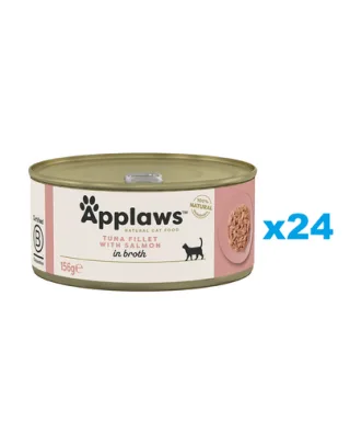 APPLAWS Cat Adult Tuna with Salmon in Broth Set conserve pisica, cu ton si somon in sos 24x156 g