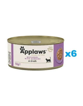 APPLAWS Cat Adult Mackerel with Sardine in Broth Hrana umeda pentru pisica, cu macrou si sardine in sos 6x156 g
