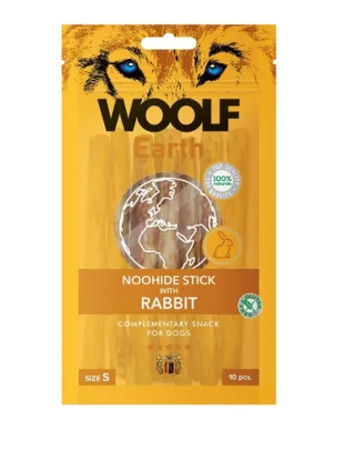 WOOLF Earth Noohide Stick with Rabbit S 90g batoane pentru caini, cu rata