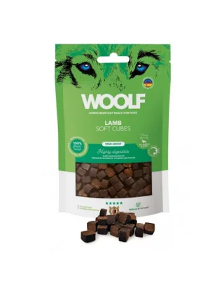 WOOLF Soft Cubes Lamb Monoprotein 100g recompensa monoproteica pentru caini, cu miel