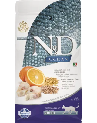 FARMINA N&amp;D Ocean Cat Adult Hrana uscata pisici, cu cod, spelt, ovaz si portocale 1,5 kg