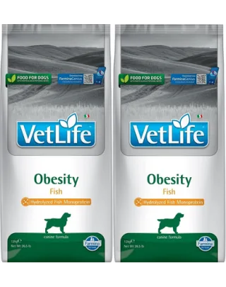 FARMINA Vet Life Obesity Fish 12 kg x 2 hrana dietetica pentru caini supraponderali, cu peste