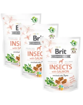 BRIT Care Dog Functional Snack Insect 3x200 g set recompense cu insecte si somon