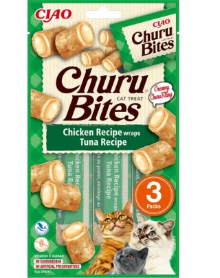 INABA Churu Bites Chicken tuna wrap 3x10g gustare cu umplutura ton pentru pisici