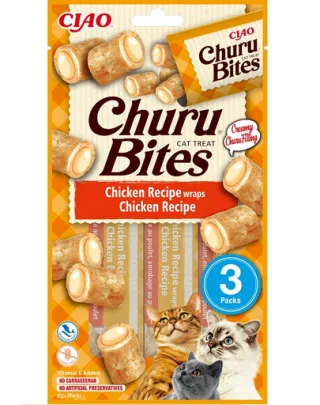 INABA Churu Bites Chicken wraps 3x10g snack cu crema de pui pentru pisici
