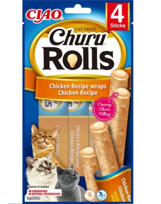 INABA Churu Rolls Chicken 4x10g rulouri pui pentru pisici