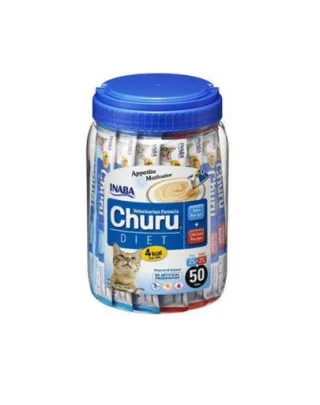 INABA Churu Diet 50x14g piure lichid pentru pisici, cu pui si ton