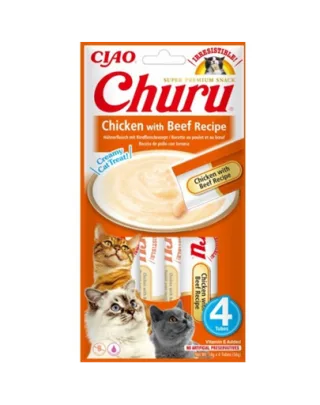 INABA Churu Chicken with beef 4x14g recompensa Churu cu pui si vita pentru pisica