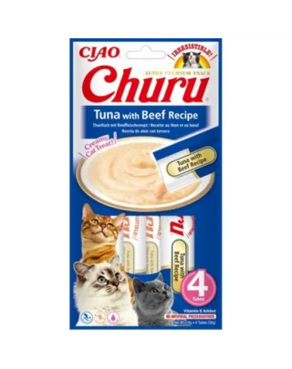 INABA Churu Tuna with beef recipe 4x14g recompense cremoase din ton si vita pentru pisica