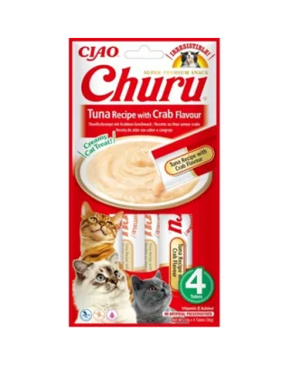 INABA Churu Tuna with crab flavour 4x14g ton si crab pentru pisici