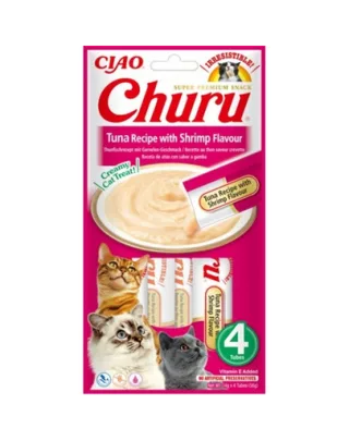 INABA Churu Tuna with shrimp 4x14g piure din ton si creveti pentru pisica