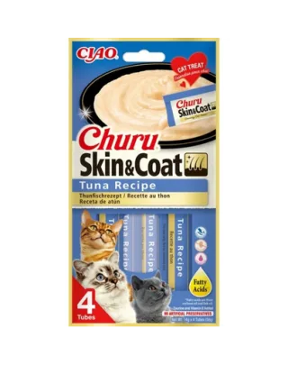 INABA Churu Skin&amp;Coat 4x14g cu ton gustare cremoasa pisici