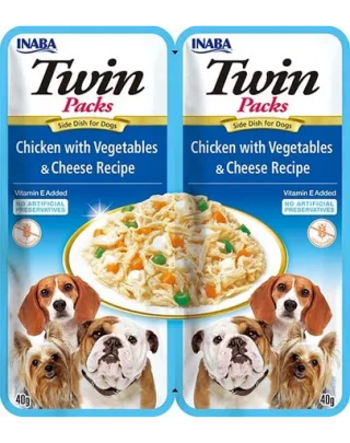 INABA Dog Twin pui, legume si branza plic pentru caini 2x40 g