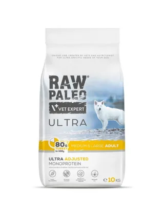 RAW PALEO Ultra Turkey Medium&amp;Large Adult 10kg Sac mancare caini talie medie si mare, cu curcan
