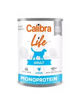 CALIBRA Dog Life Adult Chicken with Rice 400 g pui si orez, conserva hrana caini