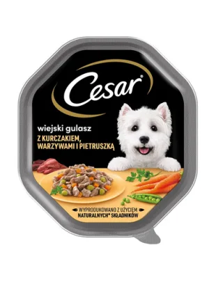CESAR tacka 150 g hrana umeda pentru caini adulti in sos de pui, legume si patrunjel
