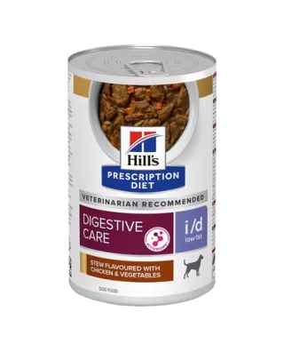 HILL'S Prescription Diet Canine i/d Low Fat Digestive Care Stew Conserva pentru caini cu afectiuni digestive cu pui si legume 354 g