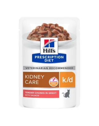 HILL'S Prescription Diet Feline k/d Kidney Care Pliculete hrana pisici cu probleme renale, cu somon 12x85 g