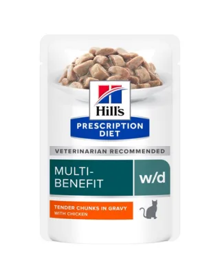 HILL'S PRESCRIPTION DIET Feline w/d Multi-Benefit pliculete hrana pisici, cu pui 12x85 g