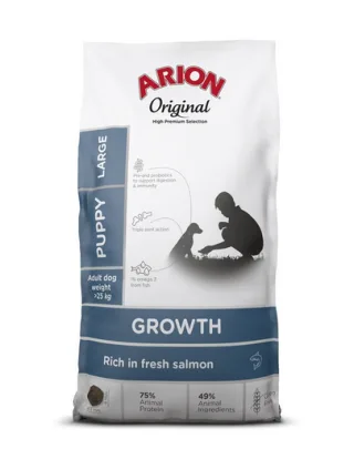 ARION Original Growth Puppy Large Salmon Rice 2 kg hrana catei rase mari, cu somon