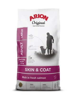 ARION Original Skin &amp; Coat Adult Large Salmon Rice 12 kg caine adult talie mare, cu somon