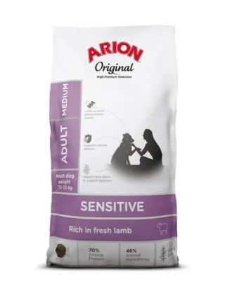 ARION Original Sensitive Adult Medium Lamb Rice 12 kg cu miel, pentru caini talie medie