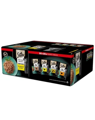 SHEBA Delicacy in Jelly Hrana umeda in aspic, pentru pisici 80x85g cu rata, pui, pasare