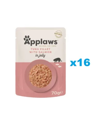 APPLAWS Cat Adult Pouch Tuna Fillet with Salmon in Jelly plicuri pentru pisici, file de ton cu somon in aspic 16x70 g